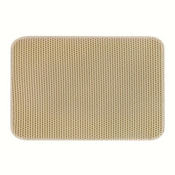 beige cat litter mat