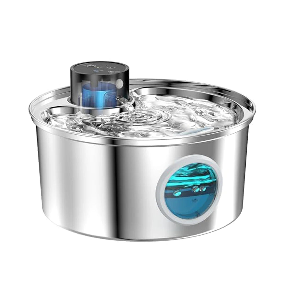Sensor activated stainless steel cat water fountain