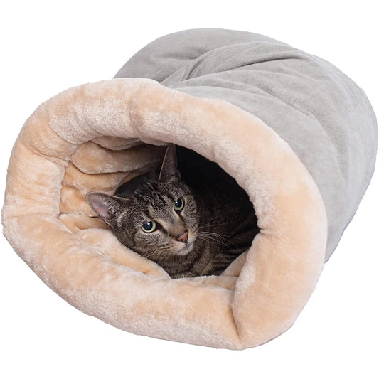 plush interior of the cat cave bed for warmth and comfort