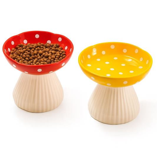 Elevated cat feeder ceramic raised cat bowl
