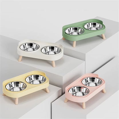 Premium Raised Cat Bowl - Stainless Steel set